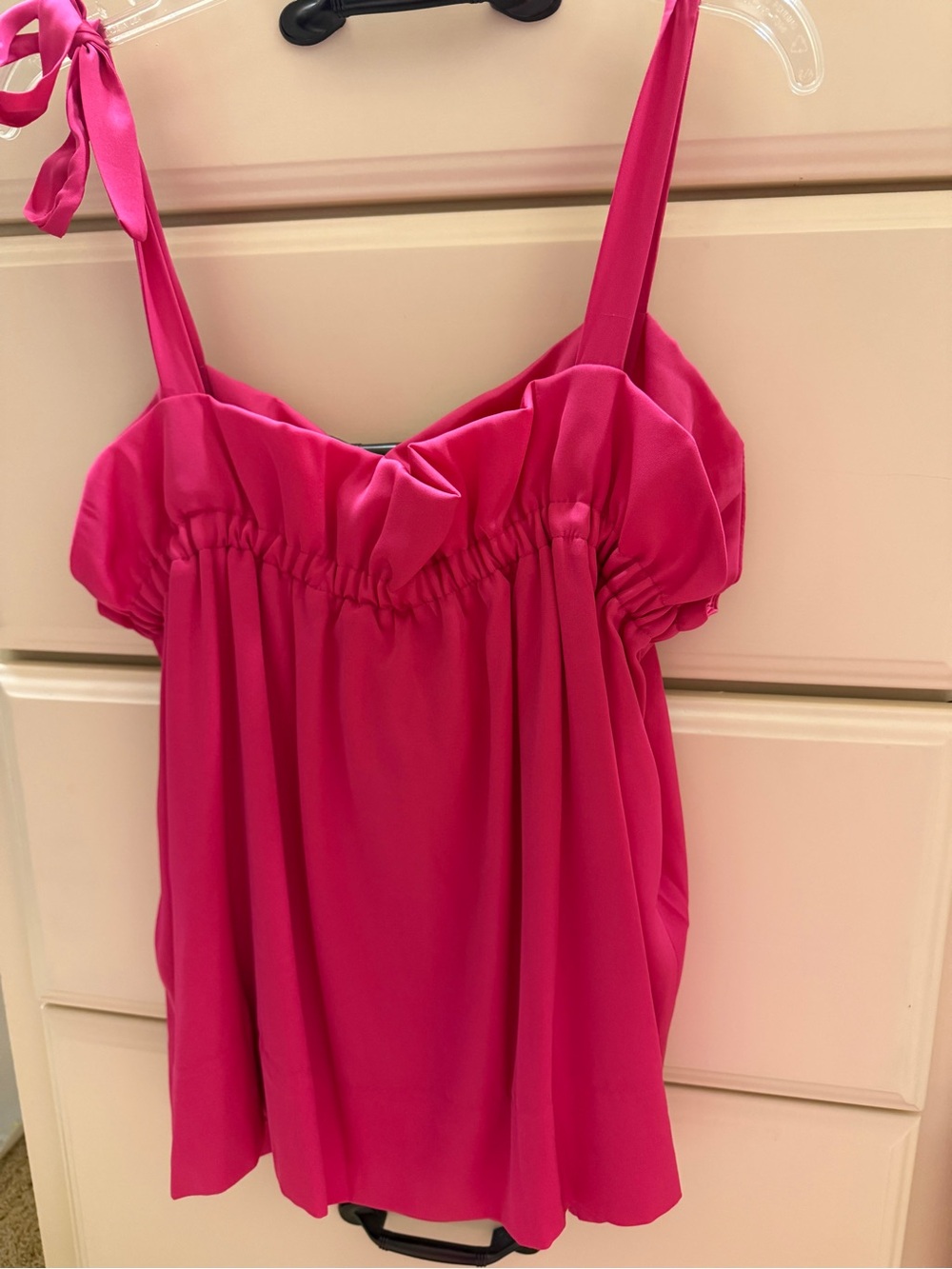 Silk Hot Pink Sleeveless Top with chiffon lining - size xs